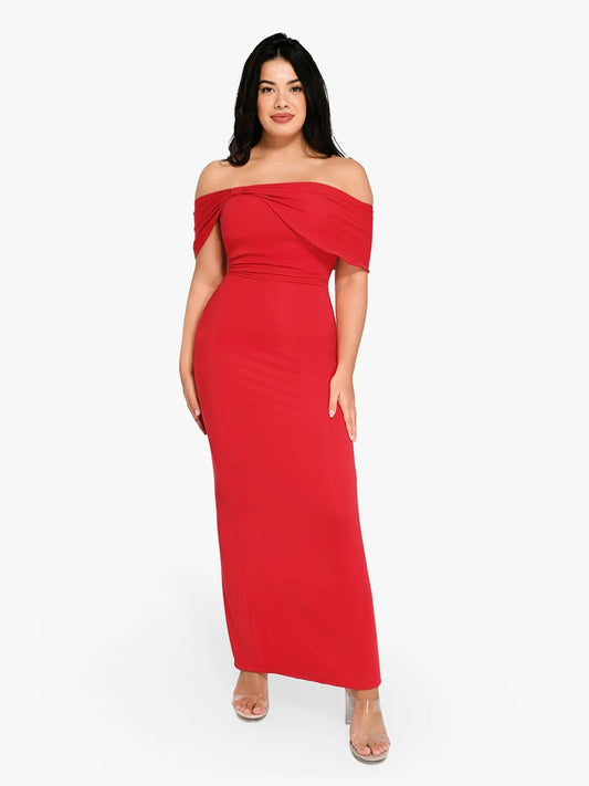 Shapewear Off the Shoulder Slim Column Long Dress